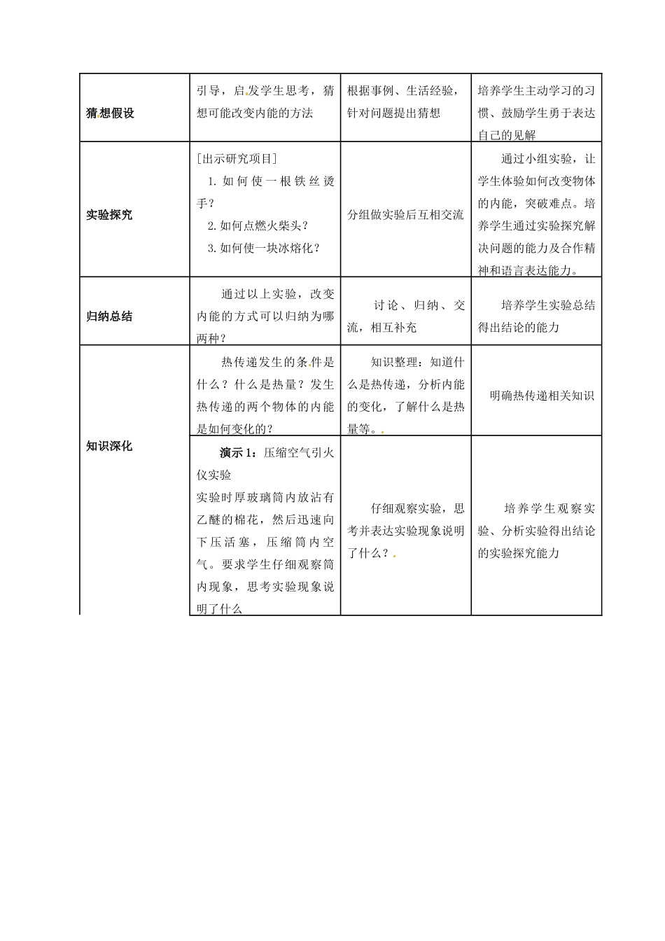 山东省枣庄市峄城区吴林街道中学九年级物理全册《第十六章 热和能 第2节 内能》教案 新人教版_第3页