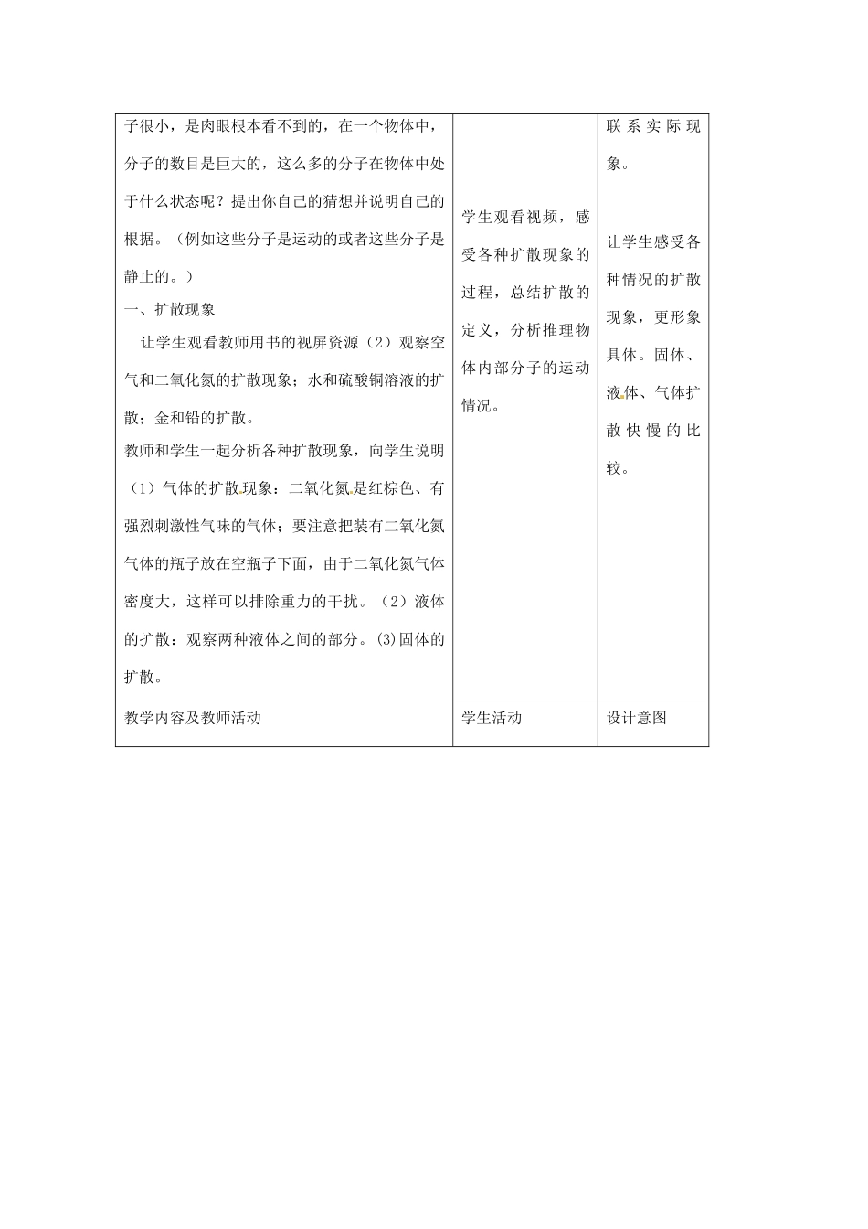 山东省枣庄市峄城区吴林街道中学九年级物理全册《第十六章 热和能 第1节 分子热运动》教案2 新人教版_第2页