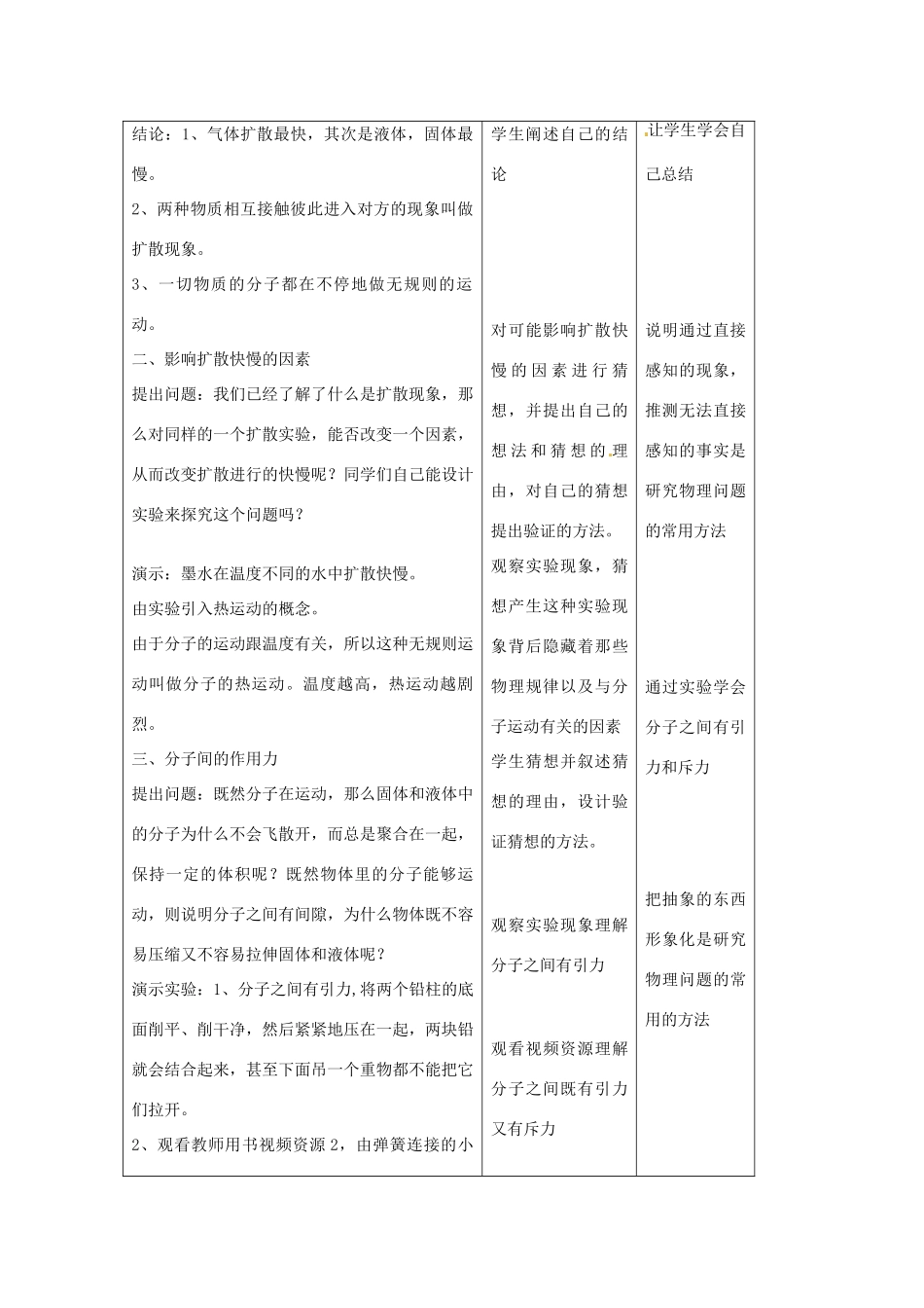 山东省枣庄市峄城区吴林街道中学九年级物理全册《第十六章 热和能 第1节 分子热运动》教案2 新人教版_第3页