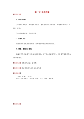 山东省枣庄市峄城区吴林街道中学九年级物理全册 第十六章 电压 电阻 第一节 电压教案 （新版）新人教版