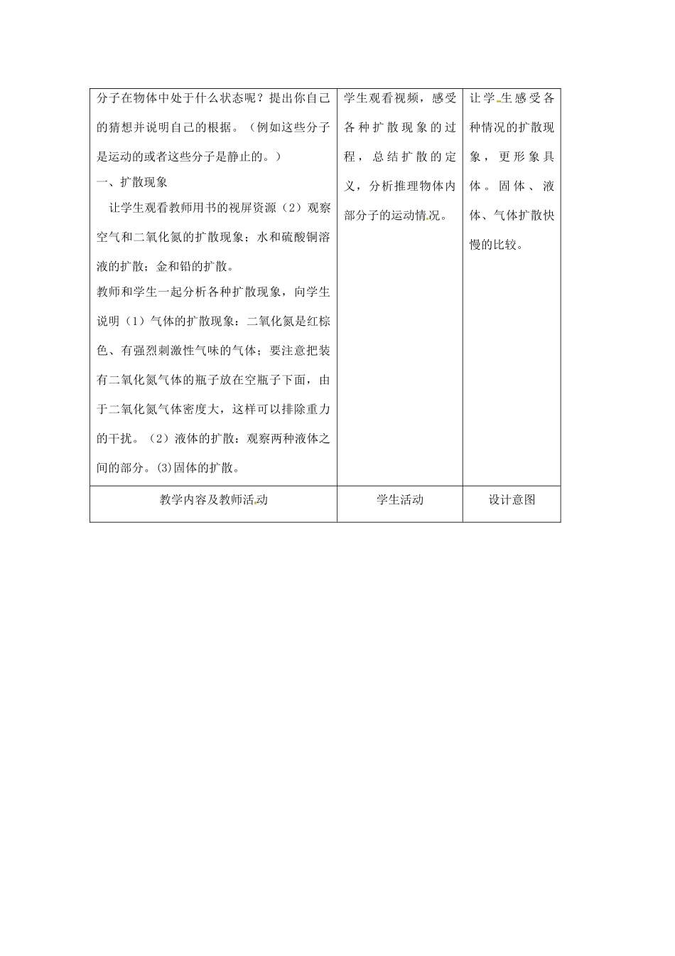 山东省枣庄市峄城区吴林街道中学九年级物理全册 第十三章 内能 第一节 分子热运动教案 （新版）新人教版_第2页