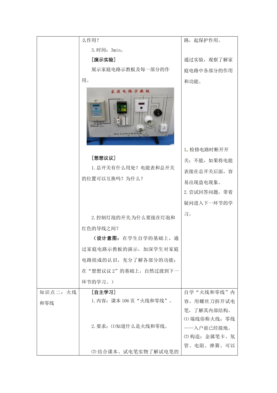 山东省枣庄市峄城区吴林街道中学九年级物理全册 19.1 家庭电路教案 （新版）新人教版_第3页