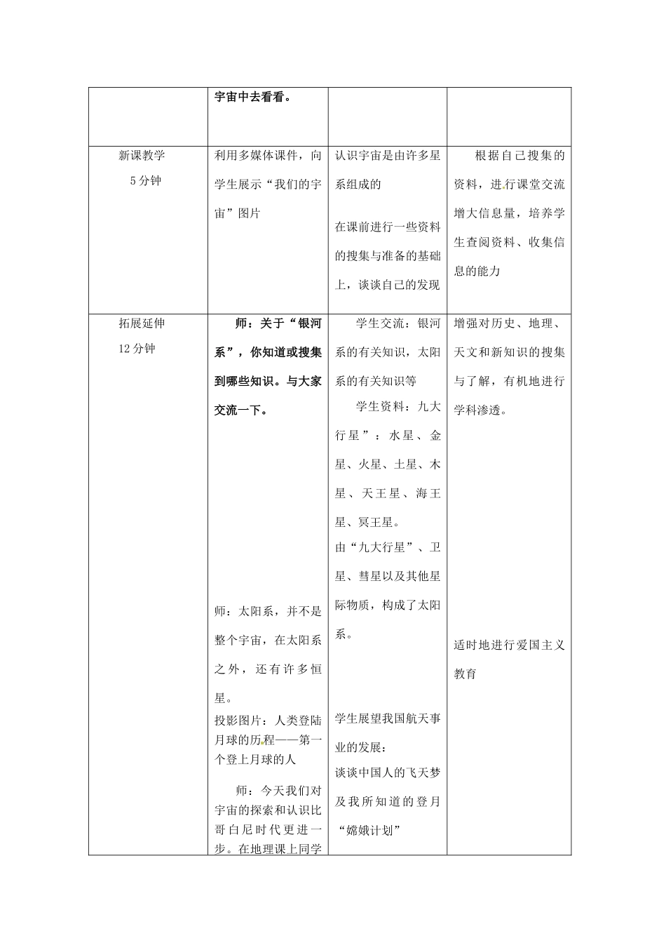 山东省惠东县白花镇第一中学八年级物理下册《10.5 宇宙深处》教学设计 粤教沪版_第3页