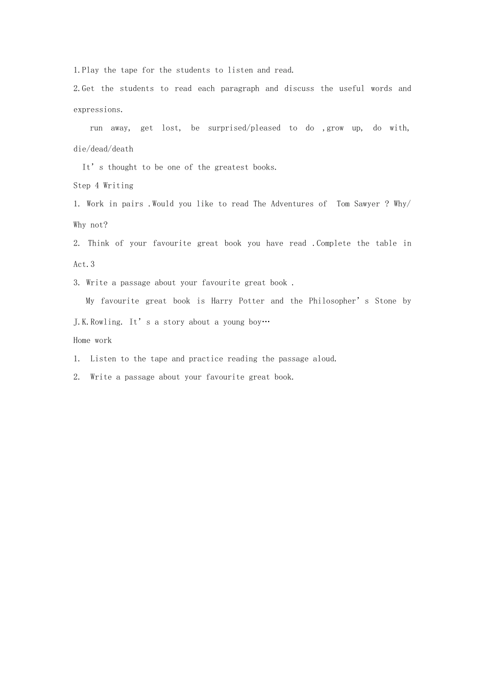 山东省寿光市实验中学九年级英语上册 Module 2 Great books Unit 2 It’s still read and loved教案 外研版_第2页