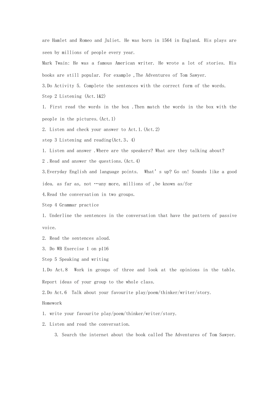 山东省寿光市实验中学九年级英语上册 Module 2 Great books Unit 1 Confucius’works are read by many people教案 外研版_第3页