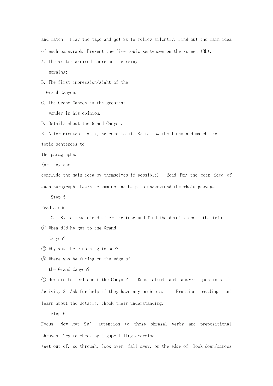 山东省寿光市实验中学九年级英语上册 Module 1 Wonders of the world Unit 2 I was on the edge of the Grand Canyon.教案 外研版_第3页