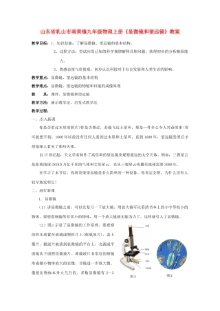 山东省乳山市南黄镇九年级物理上册《显微镜和望远镜》教案