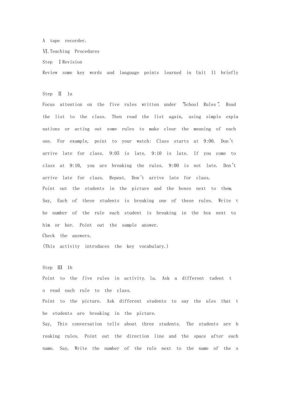 山东省临沭县第三初级中学七年级英语下册《Unit 12 Do not eat in class》教案 人教新目标版_第2页