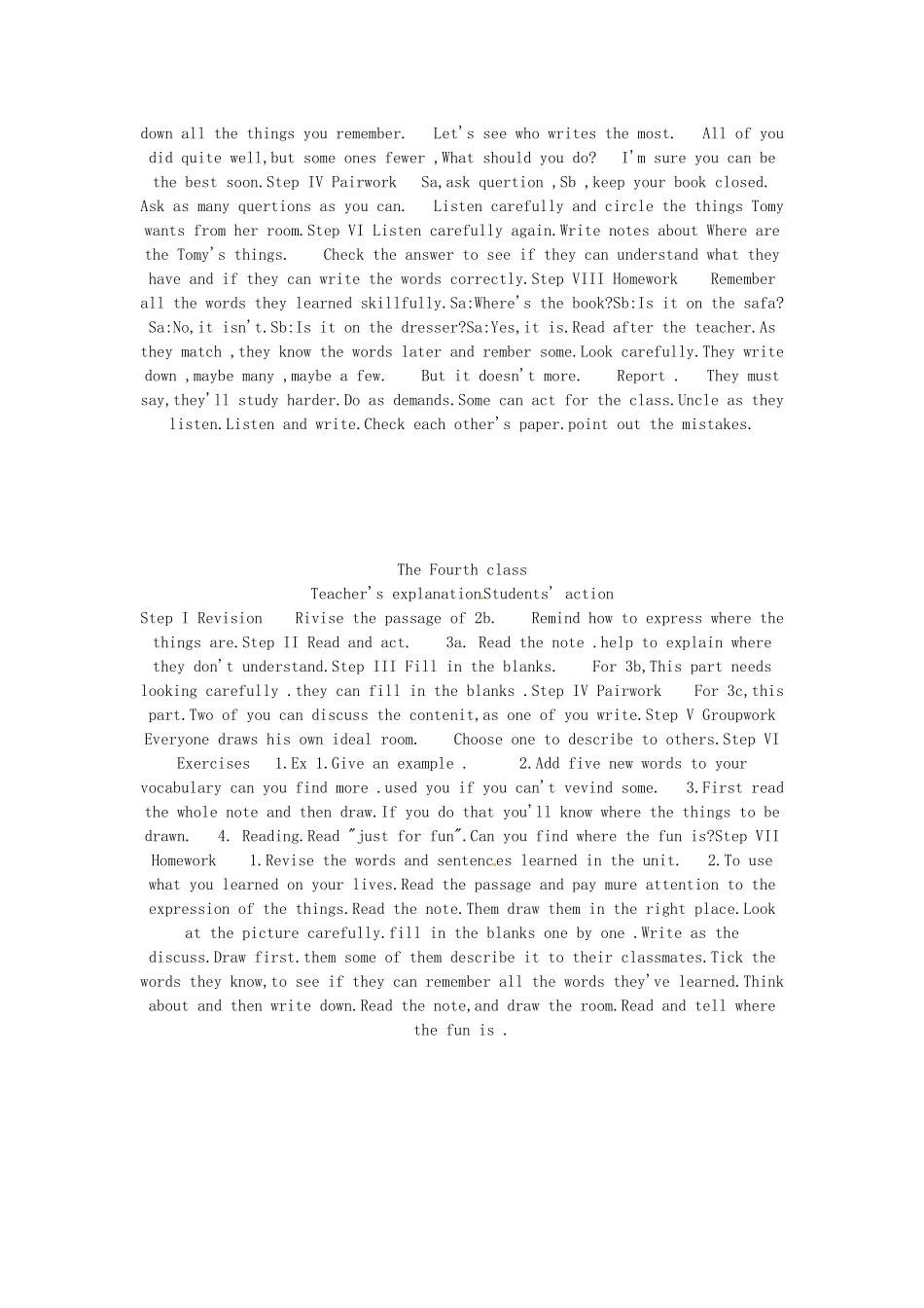 山东省临沭县第三初级中学七年级英语上册《Unit 4》教案 人教新目标版_第3页