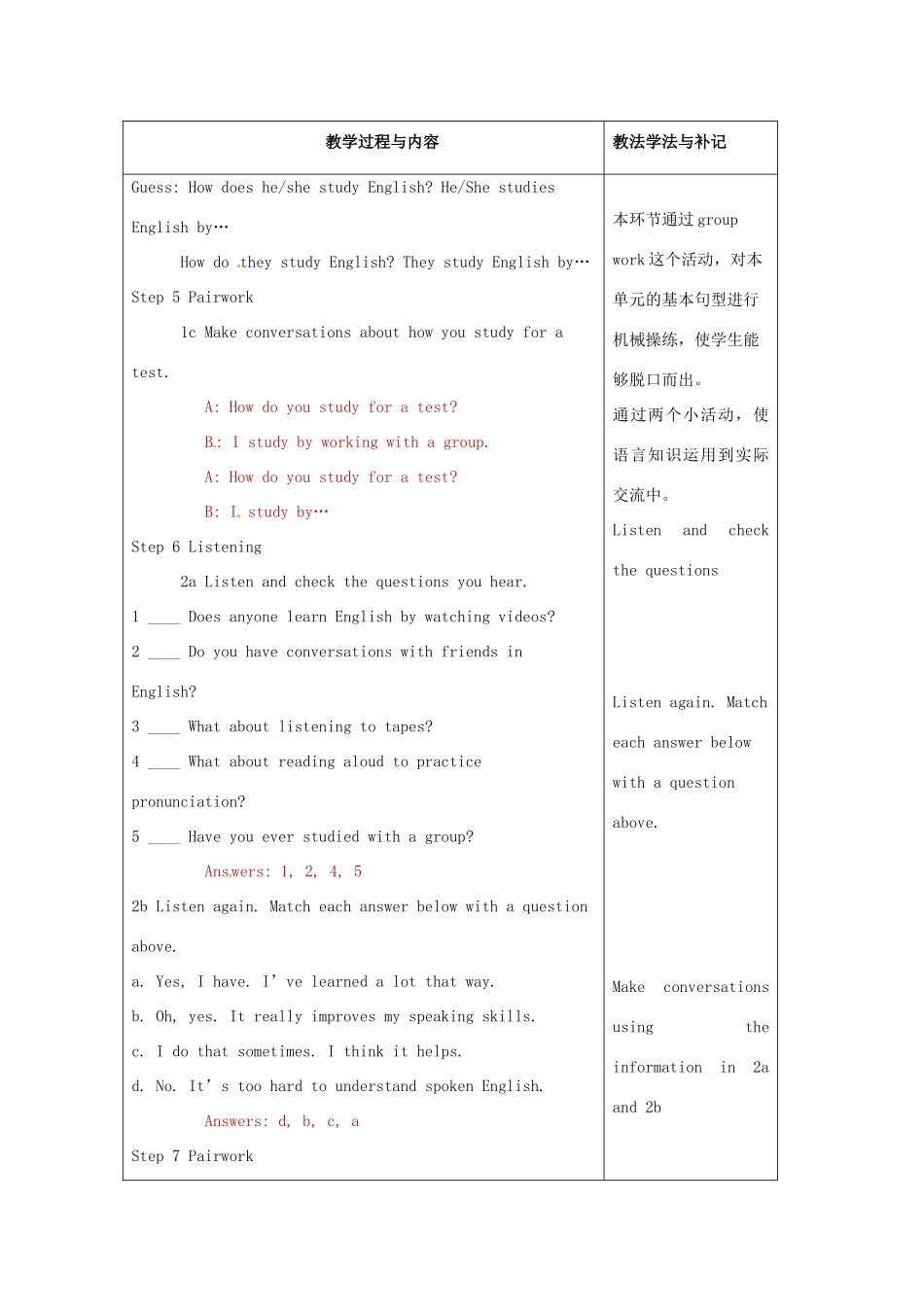 山东省临沂市费城镇初级中学九年级英语全册 Unit 1 How can we become good learners？（第1课时）教案 （新版）人教新目标版_第3页