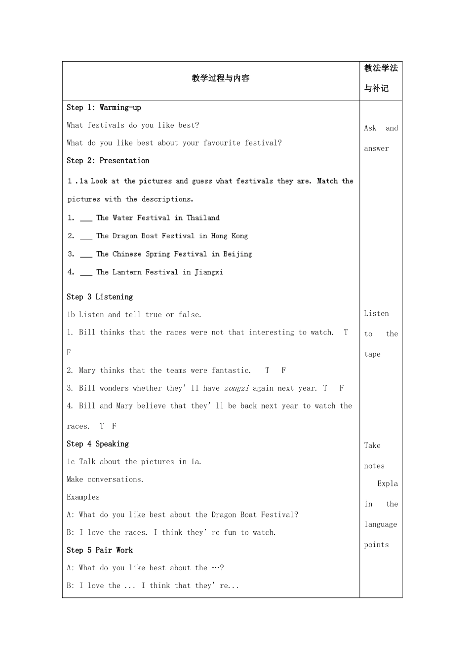 山东省临沂市费城镇初级中学九年级英语全册 Unit 2 I think that mooncakes are delicious！（第1课时）教案 （新版）人教新目标版_第2页