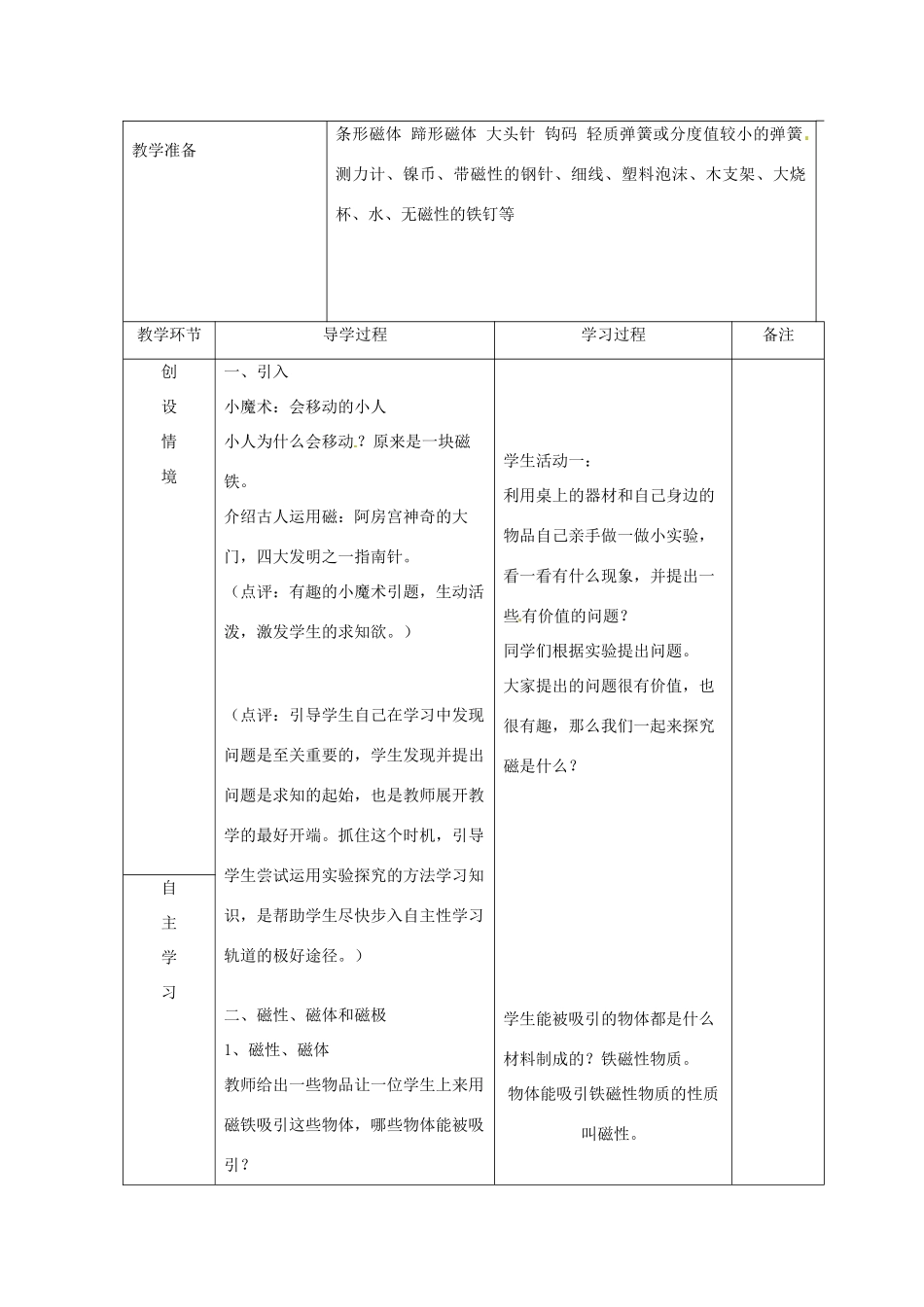 山东省临沂市蒙阴县第四中学九年级物理全册 17.1 磁是什么教案 （新版）沪科版_第2页