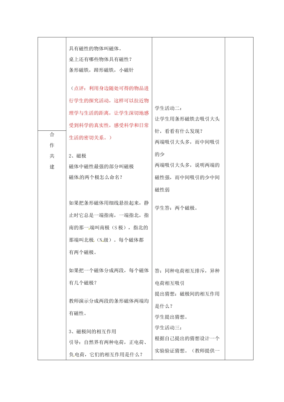 山东省临沂市蒙阴县第四中学九年级物理全册 17.1 磁是什么教案 （新版）沪科版_第3页