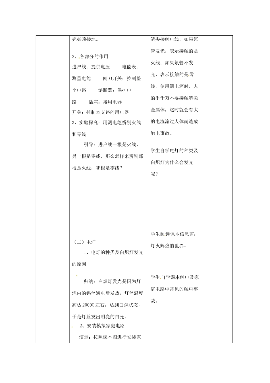 山东省临沂市蒙阴县第四中学九年级物理全册 15.5 家庭用电教案 （新版）沪科版_第3页