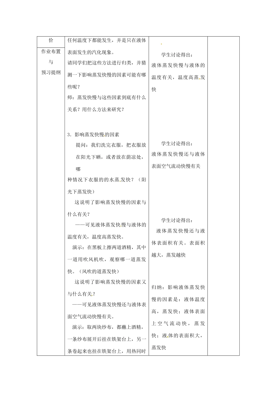 山东省临沂市蒙阴县第四中学九年级物理全册 12.3 汽化与液化（第1课时）教案 （新版）沪科版_第3页