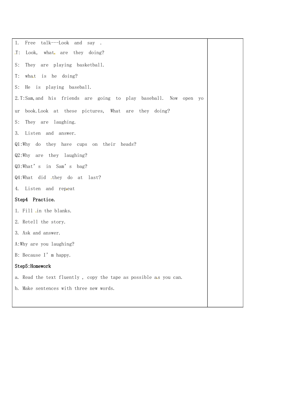 山东省临朐县沂山风景区七年级英语上册 Module 8 Unit 1 Why do you have cups on your heads教案 （新版）外研版-（新版）外研版初中七年级上册英语教案_第2页