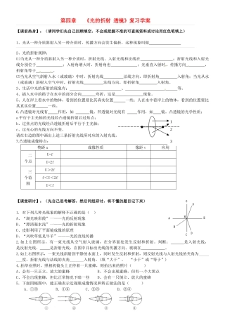 山东省东营市河口区实验学校八年级物理 第四章《光的折射 透镜》复习教案 苏科版