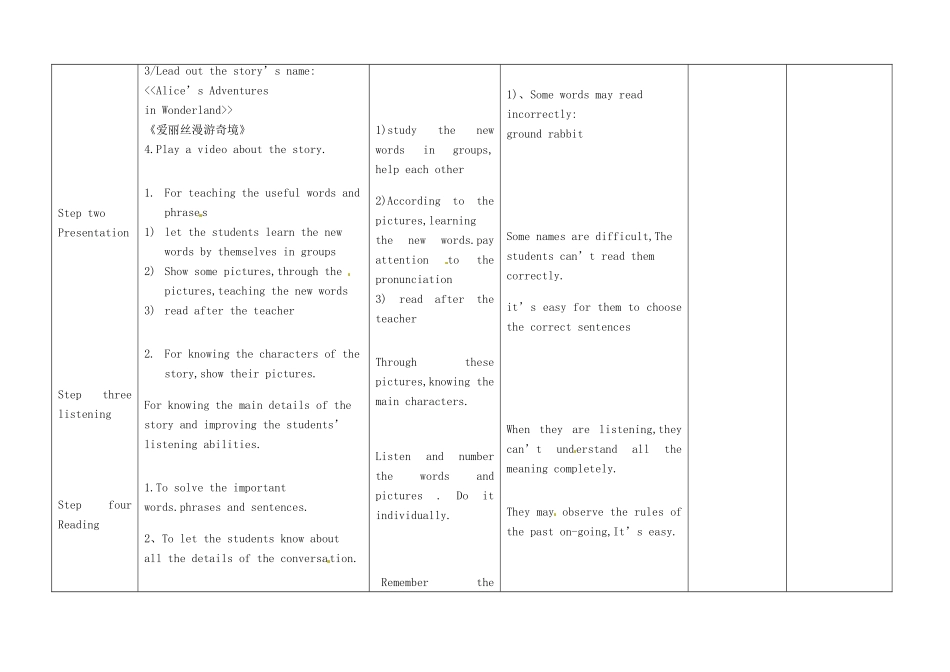 小学八年级英语上册 Module 7 Unit 1 Alice was sitting with her sister by the river教案 （新版）外研版-（新版）外研版初中八年级上册英语教案_第3页