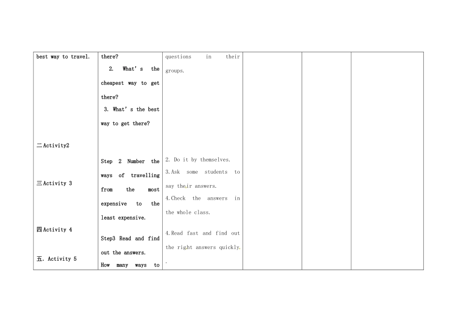 小学八年级英语上册 Module 4 Unit 2 What is the best way to travel教案 （新版）外研版-（新版）外研版初中八年级上册英语教案_第2页
