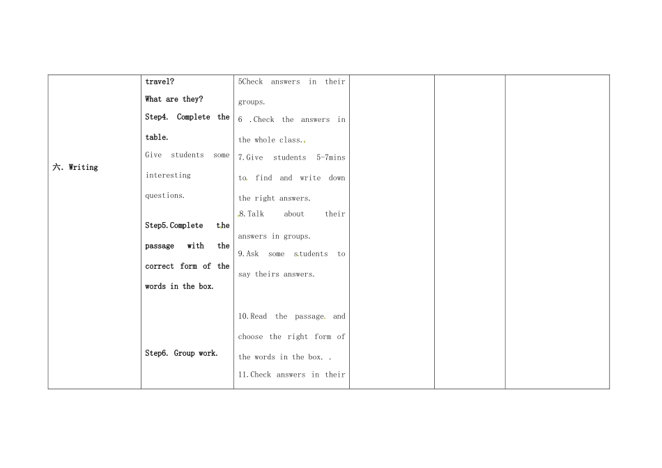 小学八年级英语上册 Module 4 Unit 2 What is the best way to travel教案 （新版）外研版-（新版）外研版初中八年级上册英语教案_第3页