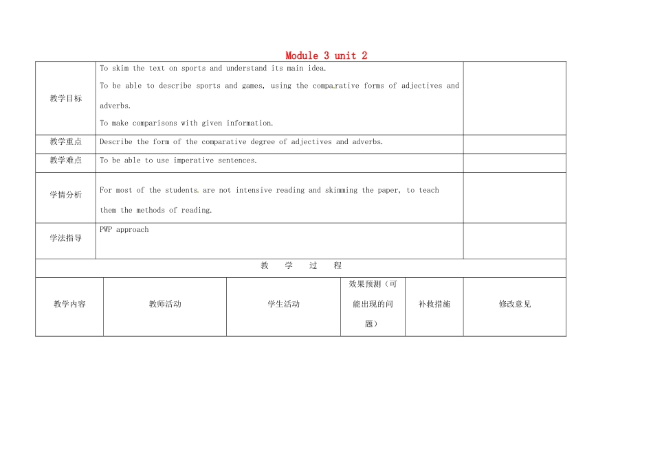 小学八年级英语上册 Module 3 Unit 2 This year we practise more carefully教案 （新版）外研版-（新版）外研版初中八年级上册英语教案_第1页