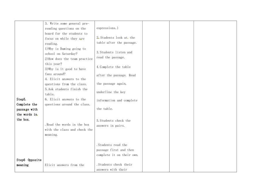小学八年级英语上册 Module 3 Unit 2 This year we practise more carefully教案 （新版）外研版-（新版）外研版初中八年级上册英语教案_第3页
