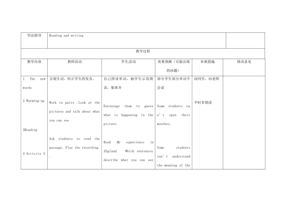 小学八年级英语上册 Module 11 Unit 2 In England,you usually drink tea with milk教案 （新版）外研版-（新版）外研版初中八年级上册英语教案_第2页