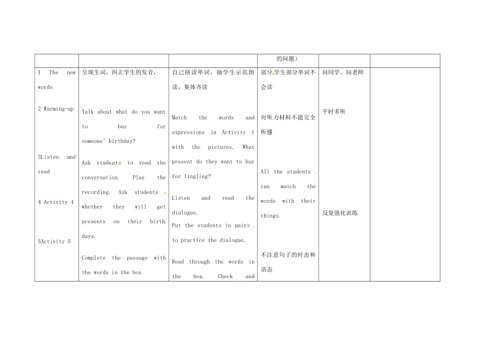 小学八年级英语上册 Module 11 Unit 1 In China，we open a gift later教案 （新版）外研版-（新版）外研版初中八年级上册英语教案_第2页