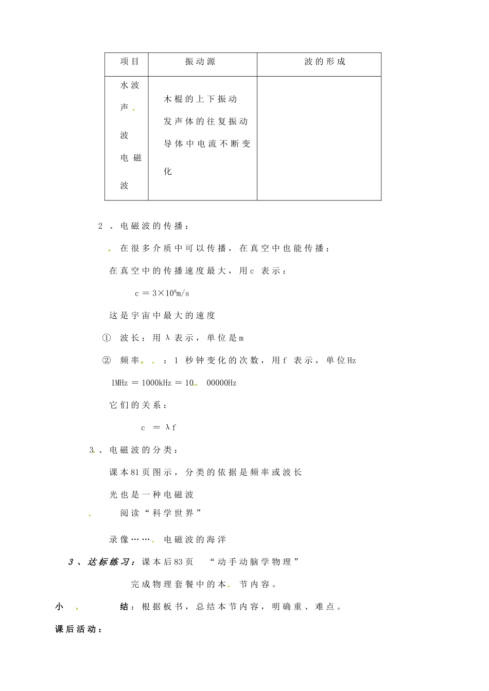 安徽省阜阳九中九年级物理全册《电磁波的海洋》教案 新人教版_第2页