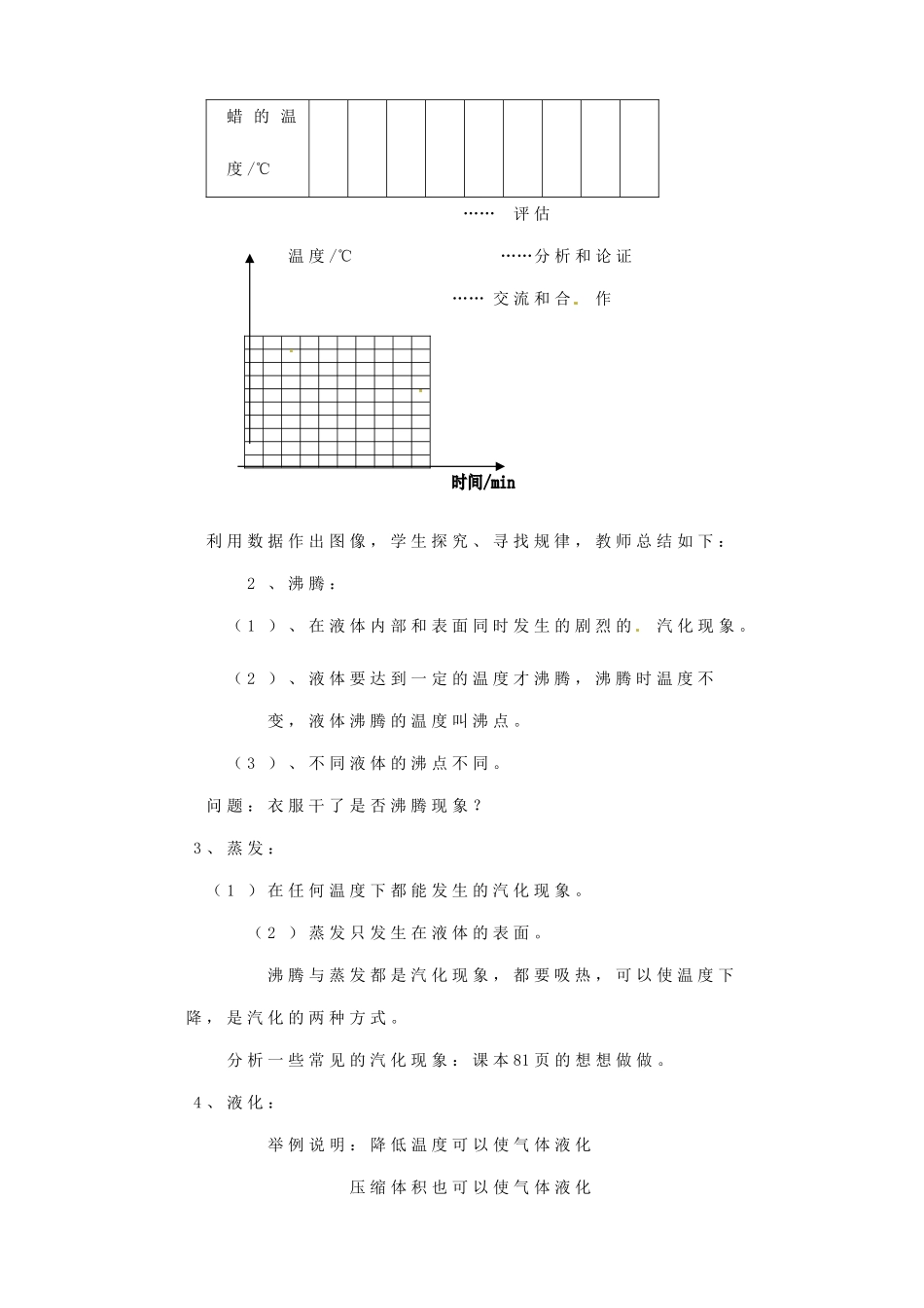 安徽省阜阳九中九年级物理全册《汽化和液化》教案 新人教版_第3页