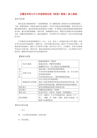安徽省阜阳九中九年级物理全册《密度》教案1 新人教版