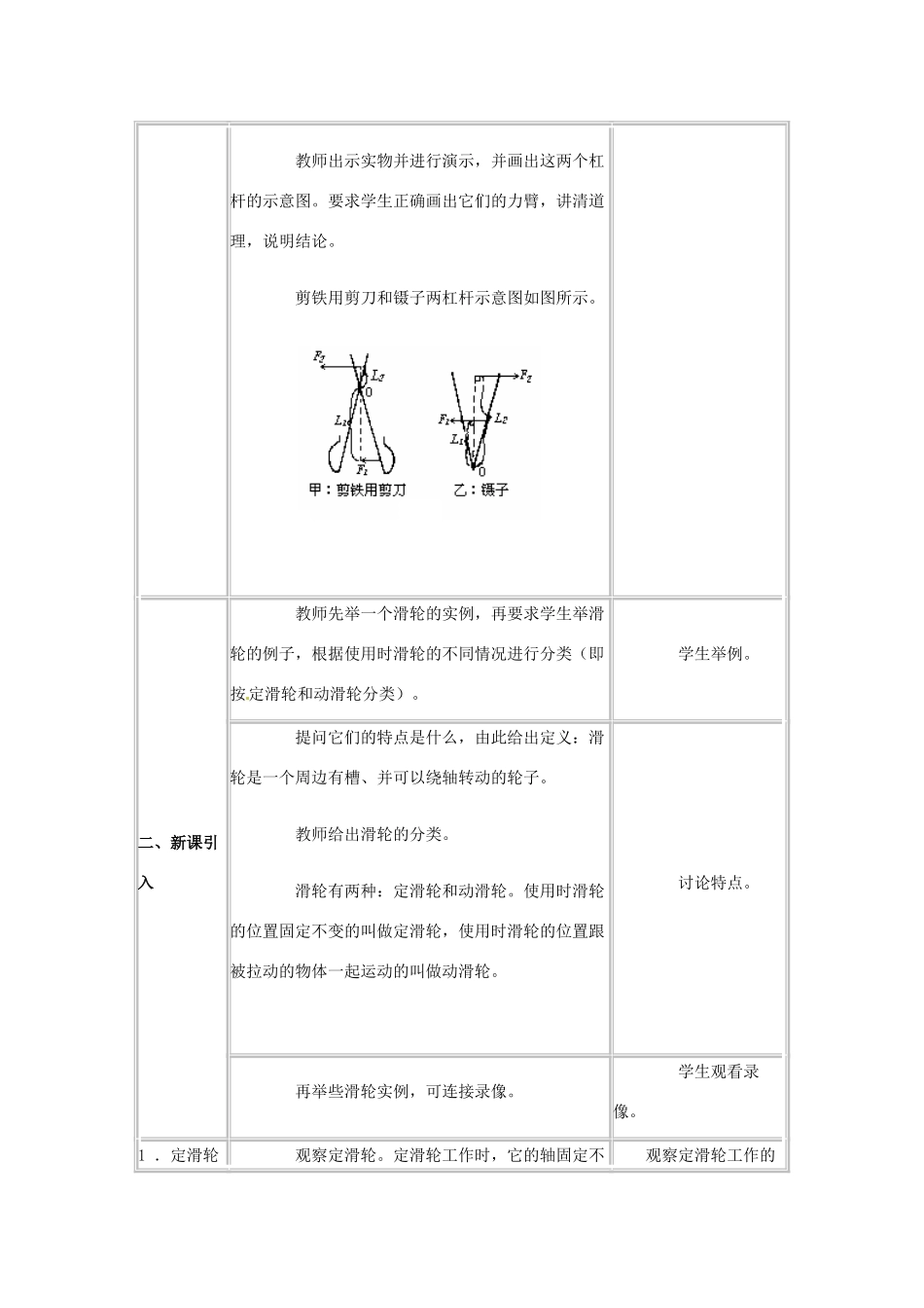 安徽省阜南县九年级物理《9.2 滑轮》教案 北师大版_第2页