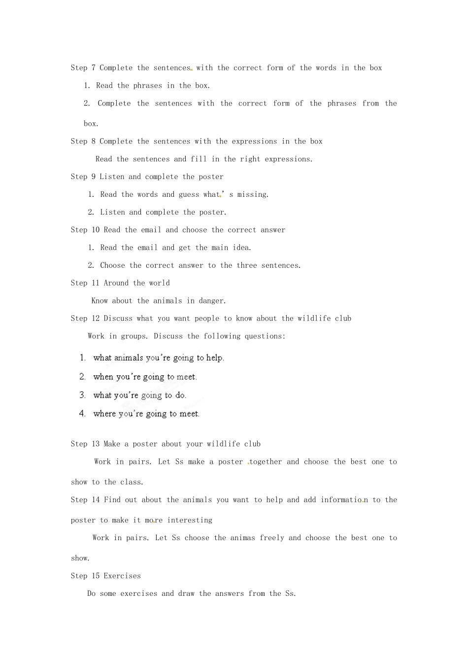 安徽省长丰县下塘实验中学八年级英语上册 Module 6 Animals in danger Unit 3 Language in use教案 （新版）外研版_第2页