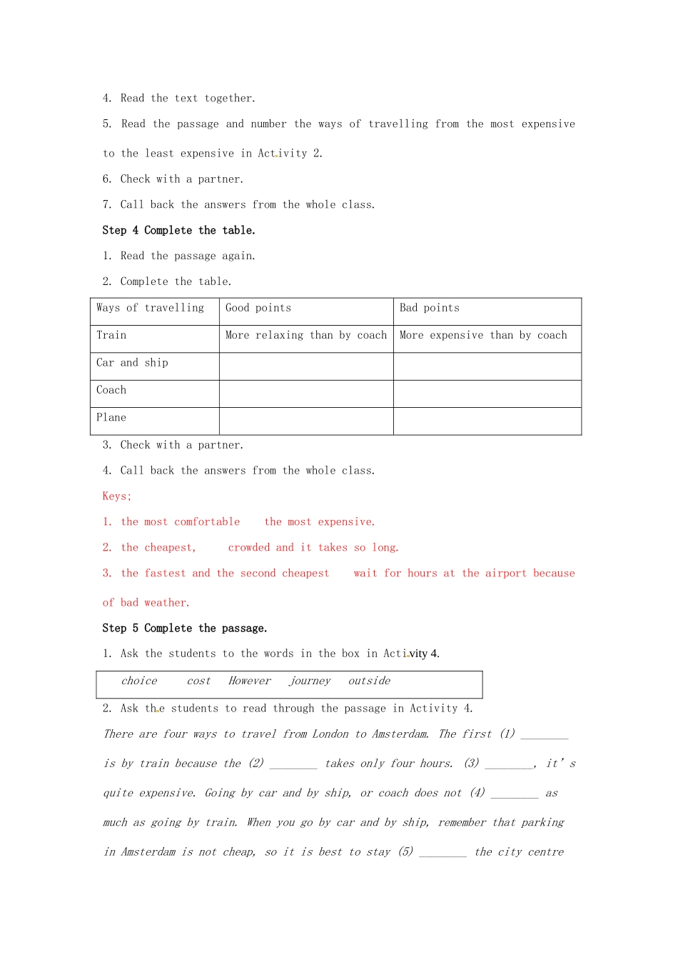 安徽省长丰县下塘实验中学八年级英语上册 Module 4 Planes, Ships and trains Unit 2 What is the best way to travel教案 （新版）外研版_第2页