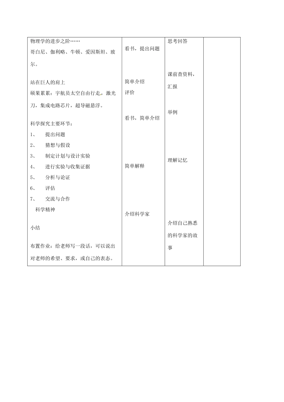 安徽省芜湖市芜湖县湾沚镇三元初级中学八年级物理全册《打开物理的大门》教学设计 沪科版_第2页