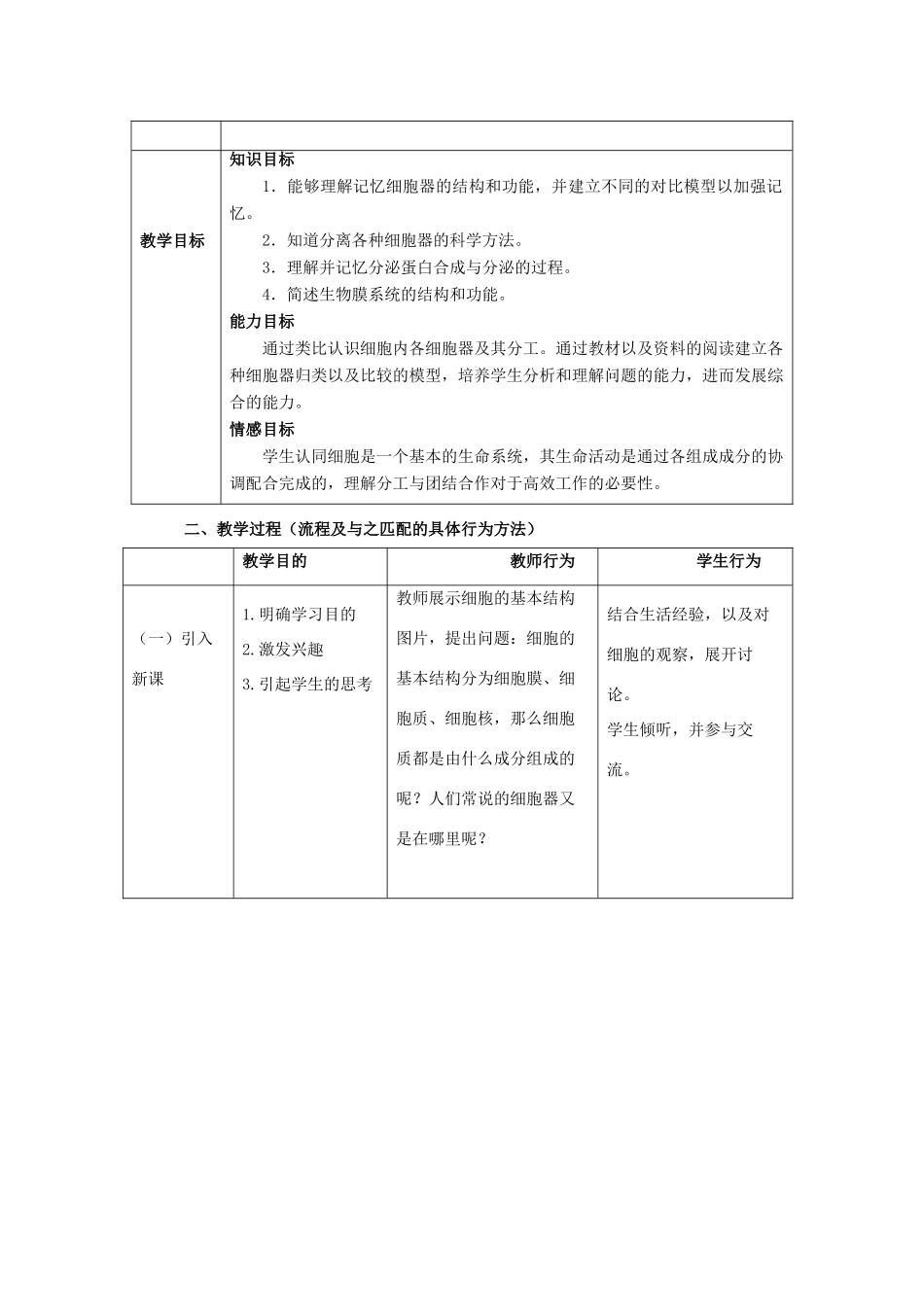 高中部高中生物 3.2《细胞器-系统内的分工合作》教学设计 新人教版必修1-新人教版高一必修1生物教案_第3页