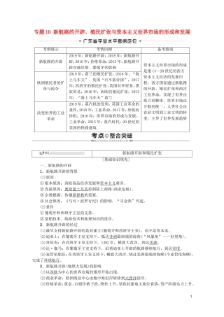 高中高中历史学业水平测试 专题10 新航路的开辟、殖民扩张与资本主义世界市场的形成和发展教案 岳麓版-岳麓版高二全册历史教案