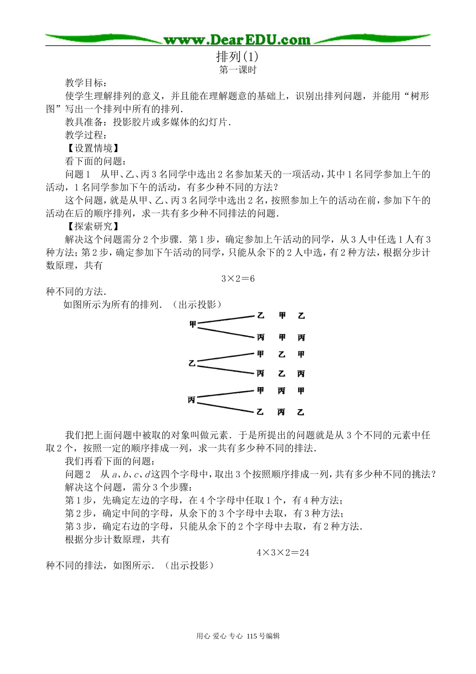高中第二册(下A)数学排列(1)(2)_第1页