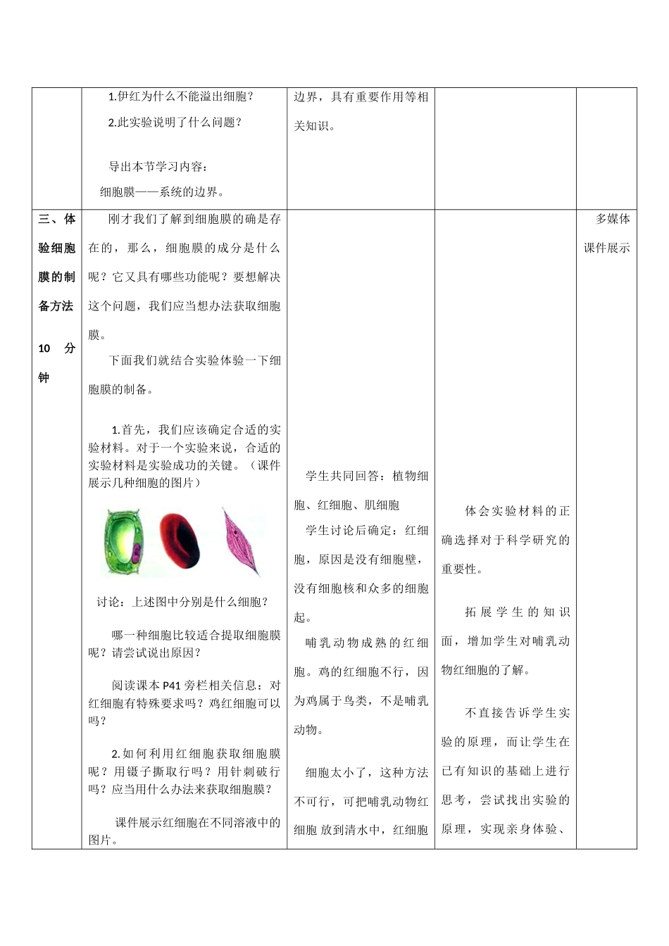高中生物《细胞膜》教案3 沪科版第一册_第2页