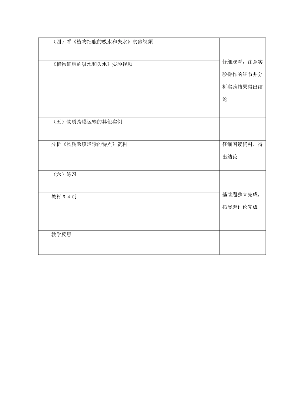 高中生物《第4章 第1-2节》教学设计 新人教版必修1-新人教版高一必修1生物教案_第2页