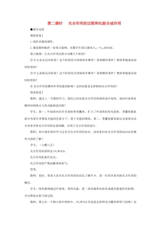 高中生物 能量之源——光与光合作用（第2课时）教案 新人教版-新人教版高一全册生物教案
