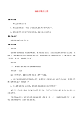 高中生物 第四章 细胞的代谢 第三节 细胞呼吸的过程教案 北师大版必修1-北师大版高一必修1生物教案