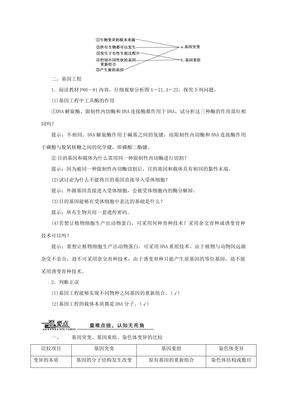 高中生物 第四章 第四节 第二讲 基因重组和基因工程及其应用教案 苏教版必修2-苏教版高一必修2生物教案_第3页