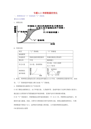 高中生物 第四章 种群和群落 专题4.2 种群数量的变化教案（提升版）新人教版必修3-新人教版高一必修3生物教案
