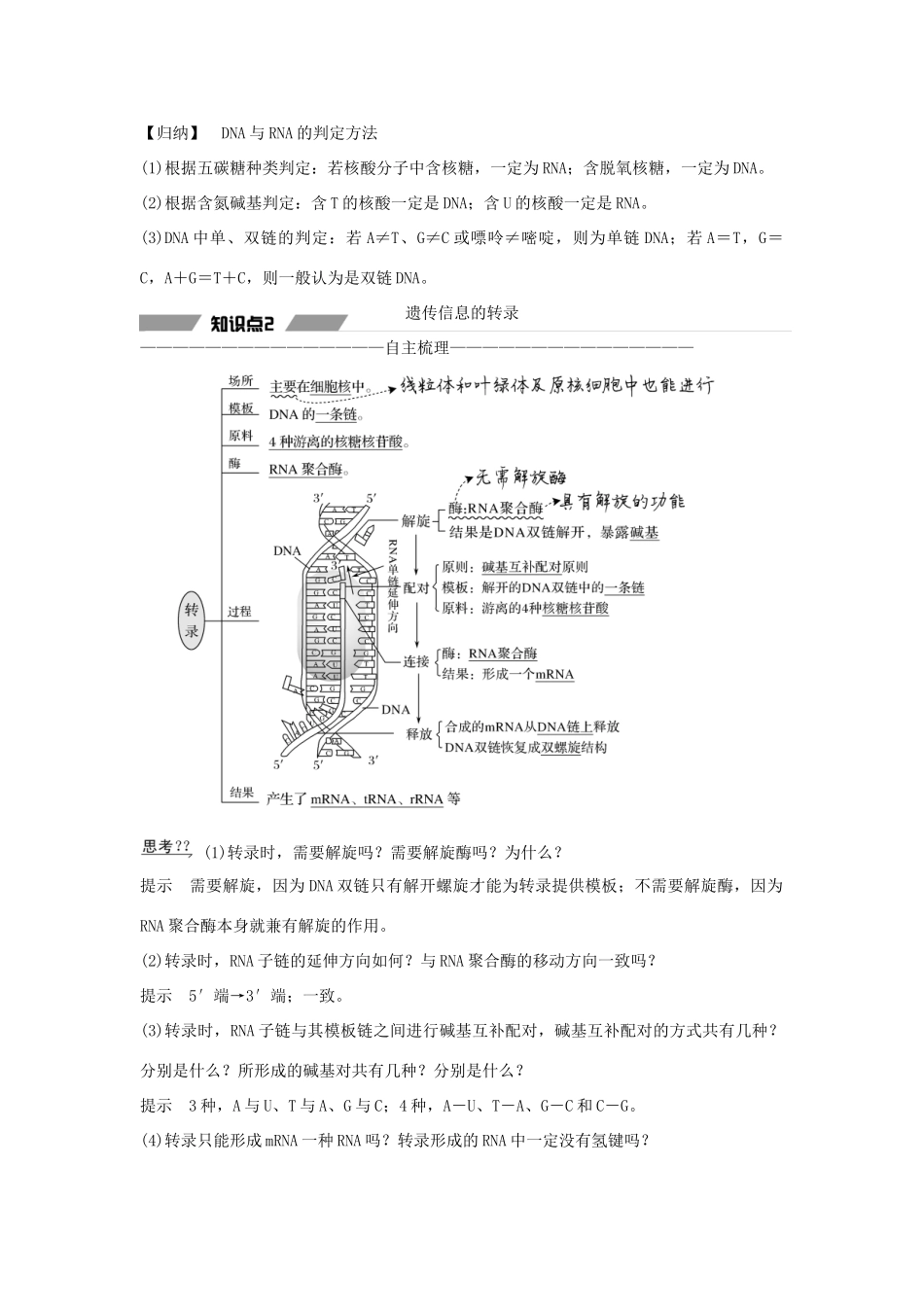 高中生物 第四章 基因的表达 第1节 基因指导蛋白质的合成教案 新人教版必修第二册-新人教版高一第二册生物教案_第3页
