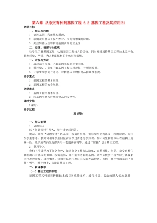 高中生物 第六章 从杂交育种到基因工程 6.2 基因工程及其应用B1教案 新人教版必修2-新人教版高一必修2生物教案