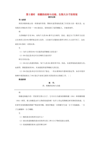 高中生物 第二章 细胞的化学组成 2.2 细胞中的生物大分子（第5课时）教案 苏教版必修1-苏教版高一必修1生物教案