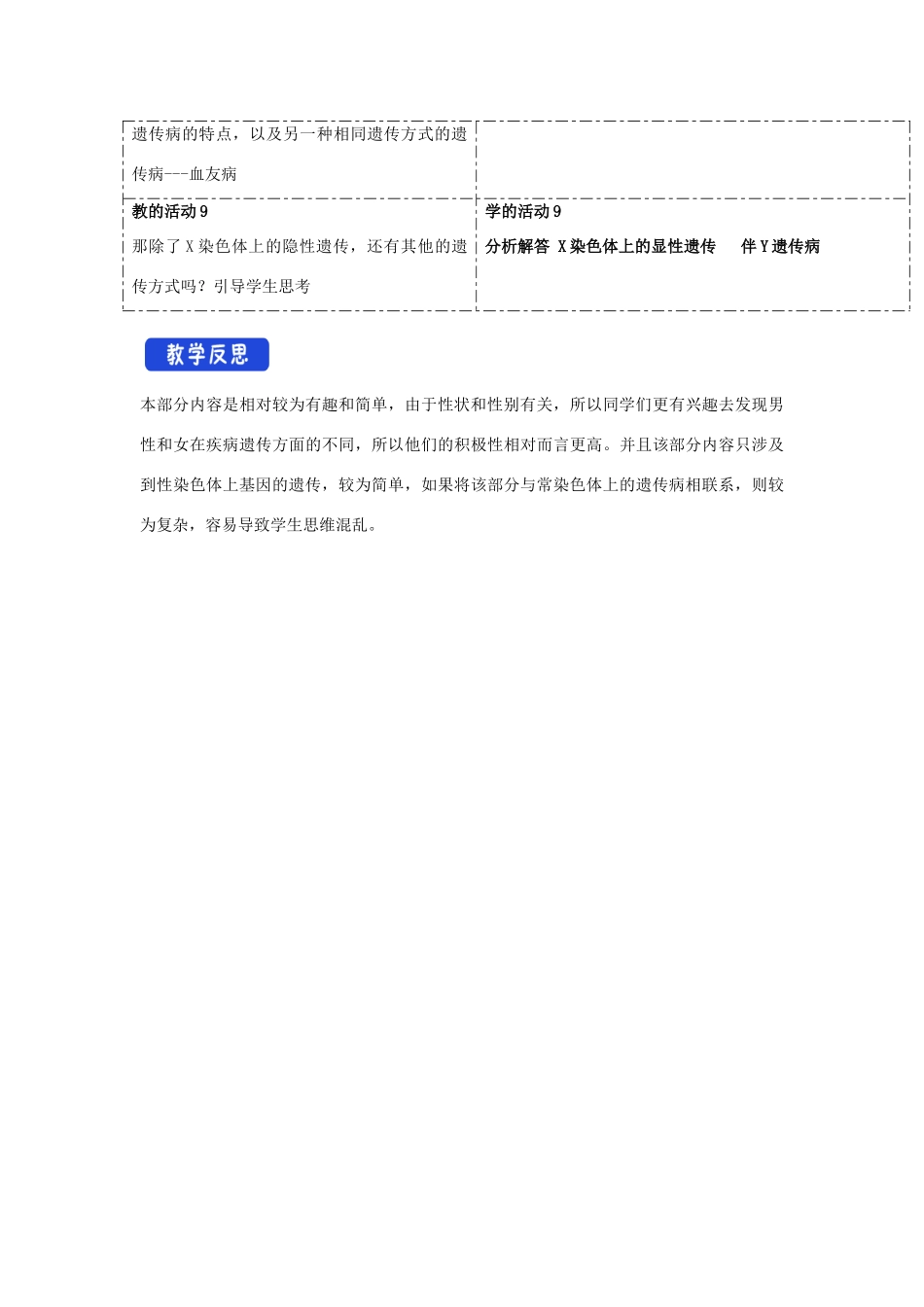 高中生物 第二章 染色体与遗传 第三节 性染色体上基因的传递和性别相关联教案（1）浙科版必修2-浙科版高一必修2生物教案_第3页