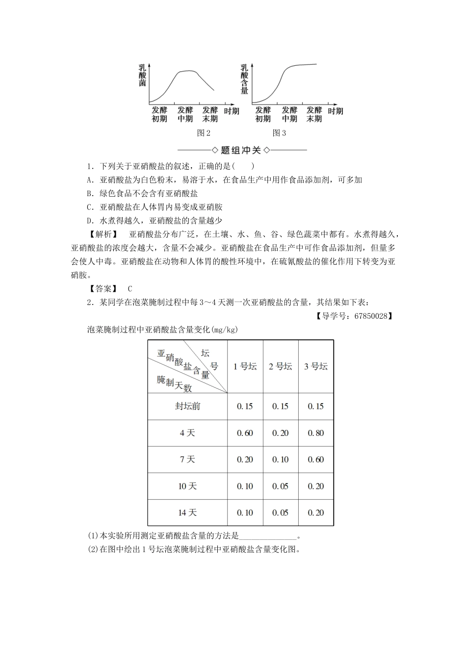 高中生物 第二章 发酵技术实践 第二节 测定发酵食品中的特定成分教案 苏教版选修1-苏教版高一选修1生物教案_第3页