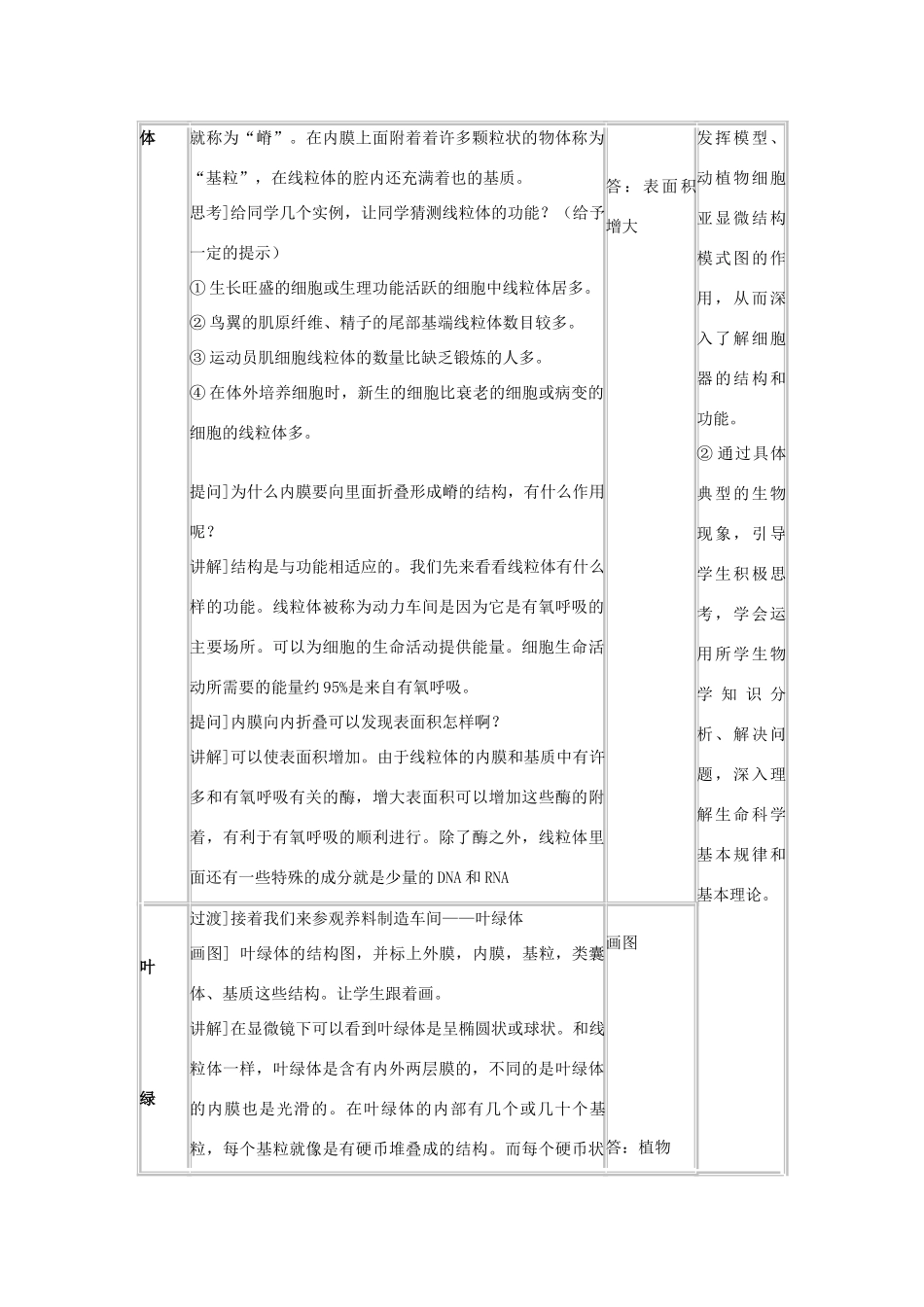 高中生物 第三章 细胞的基本结构 3.2 细胞器——系统内的分工合作 细胞器教案 新人教版必修1-新人教版高一必修1生物教案_第3页